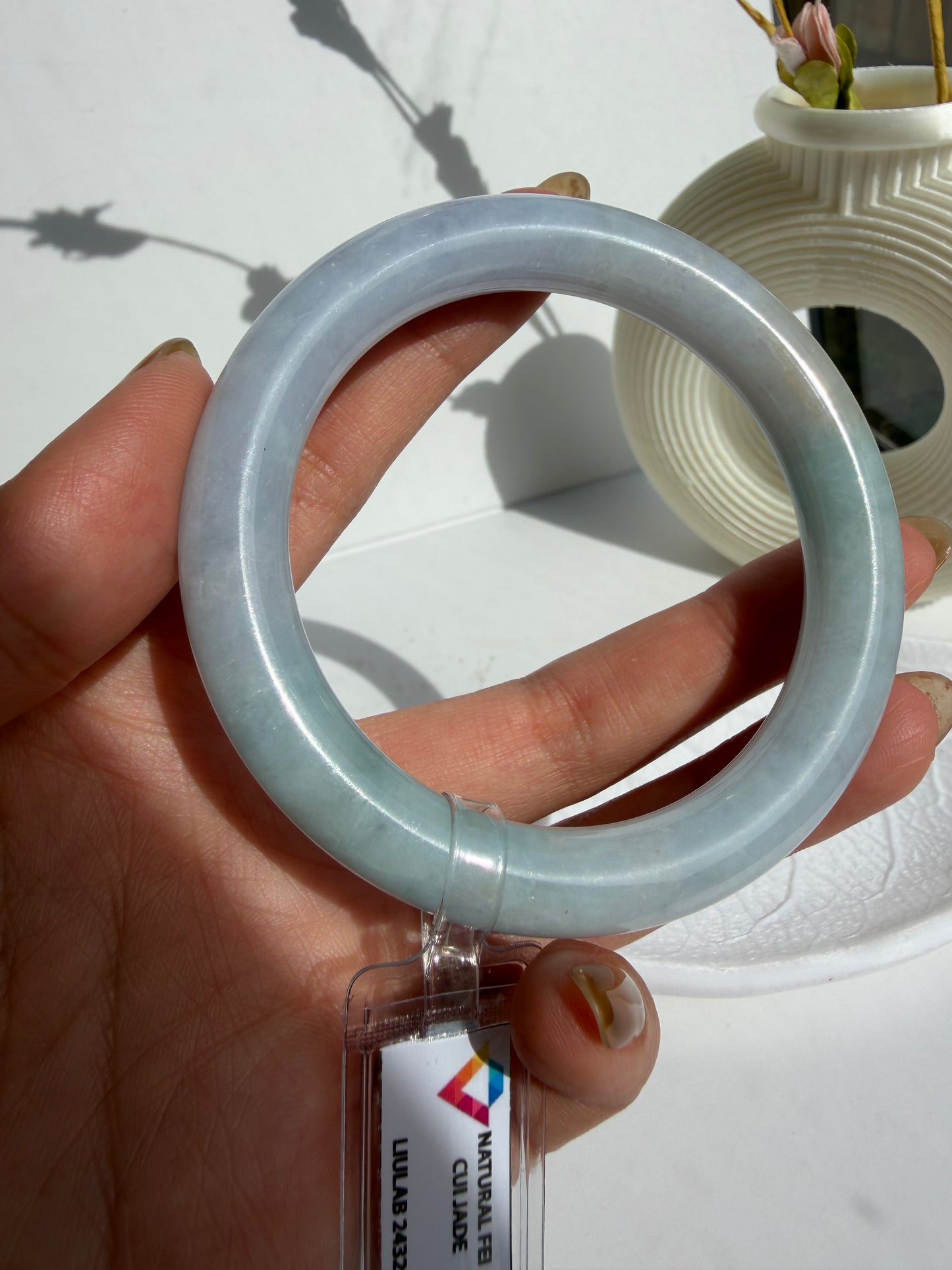 Tricolor Certified Natural Type A Myanmar Jadeite Jade Bangle