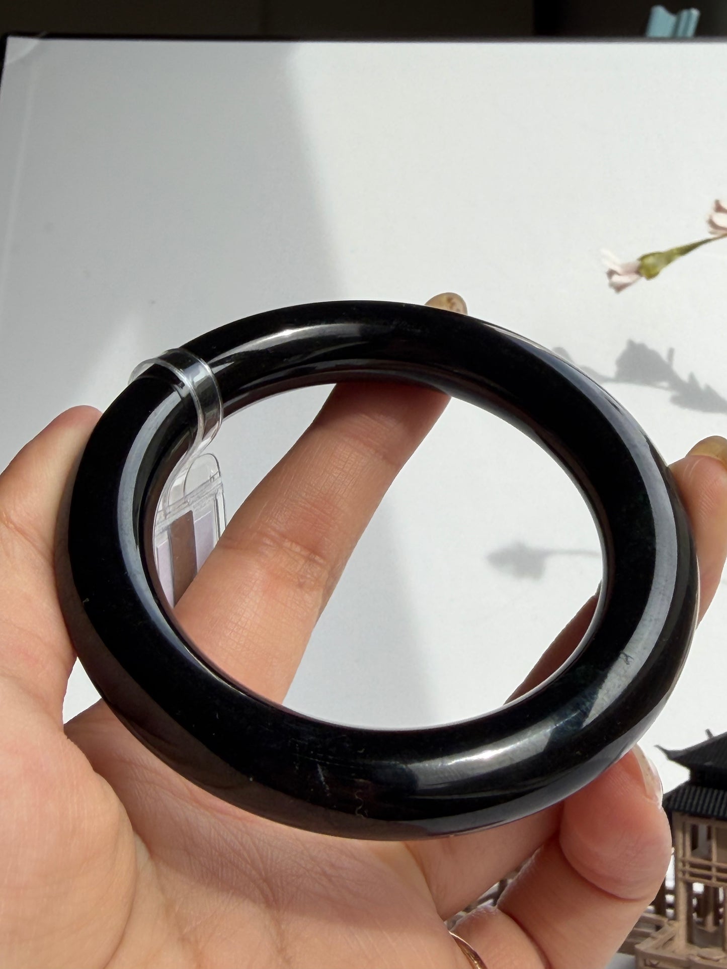 Certified Natural Type A Myanmar Black Jadeite Jade Bangle