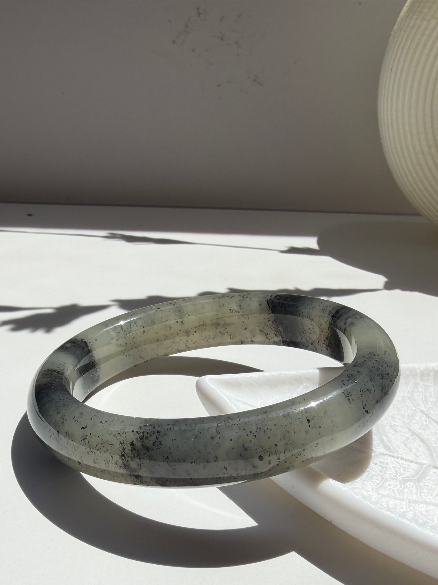 Ink Wash Certfied Natural Type A Hetian Nephrite Jade Bangle