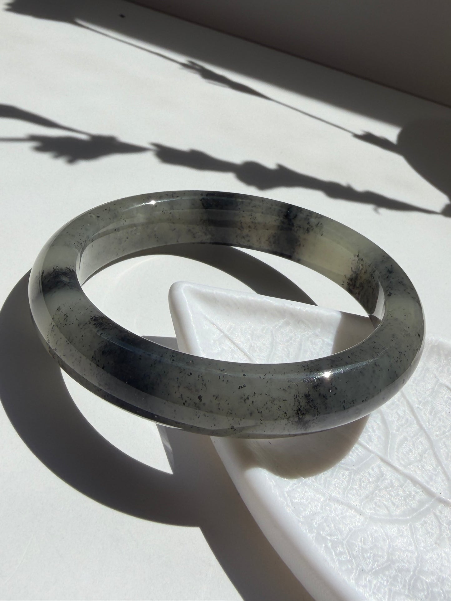 Ink Wash Certfied Natural Type A Hetian Nephrite Jade Bangle