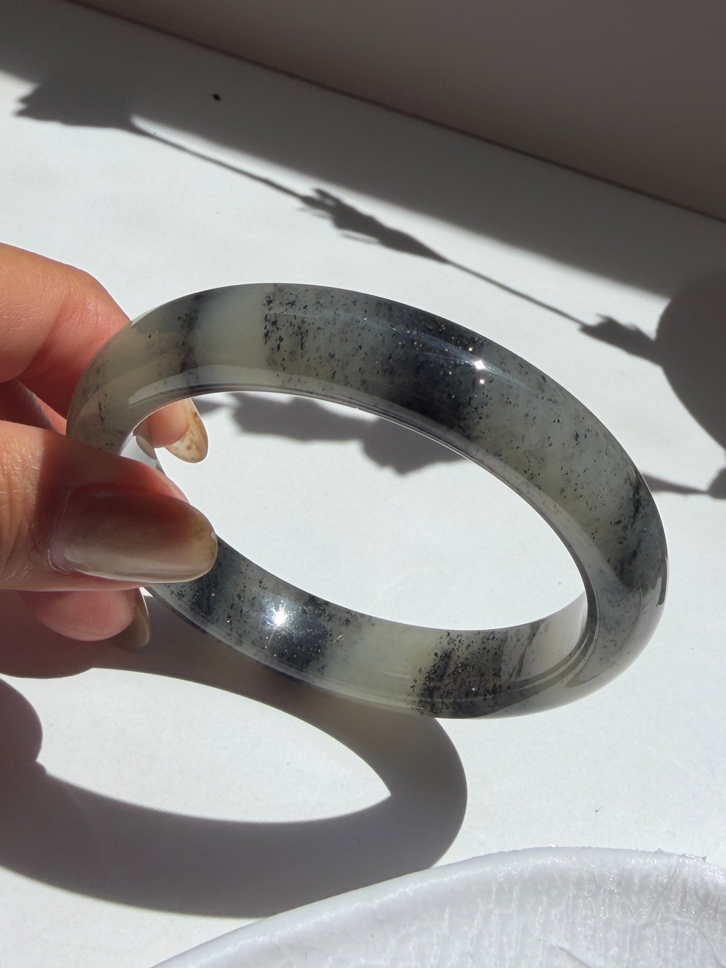 Ink Wash Certfied Natural Type A Hetian Nephrite Jade Bangle
