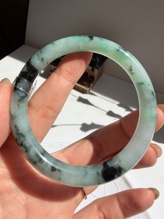 Serinity Ink Wash Certified Natural Type A Fei Cui (Myanmar Jadeite) Jade Bangle