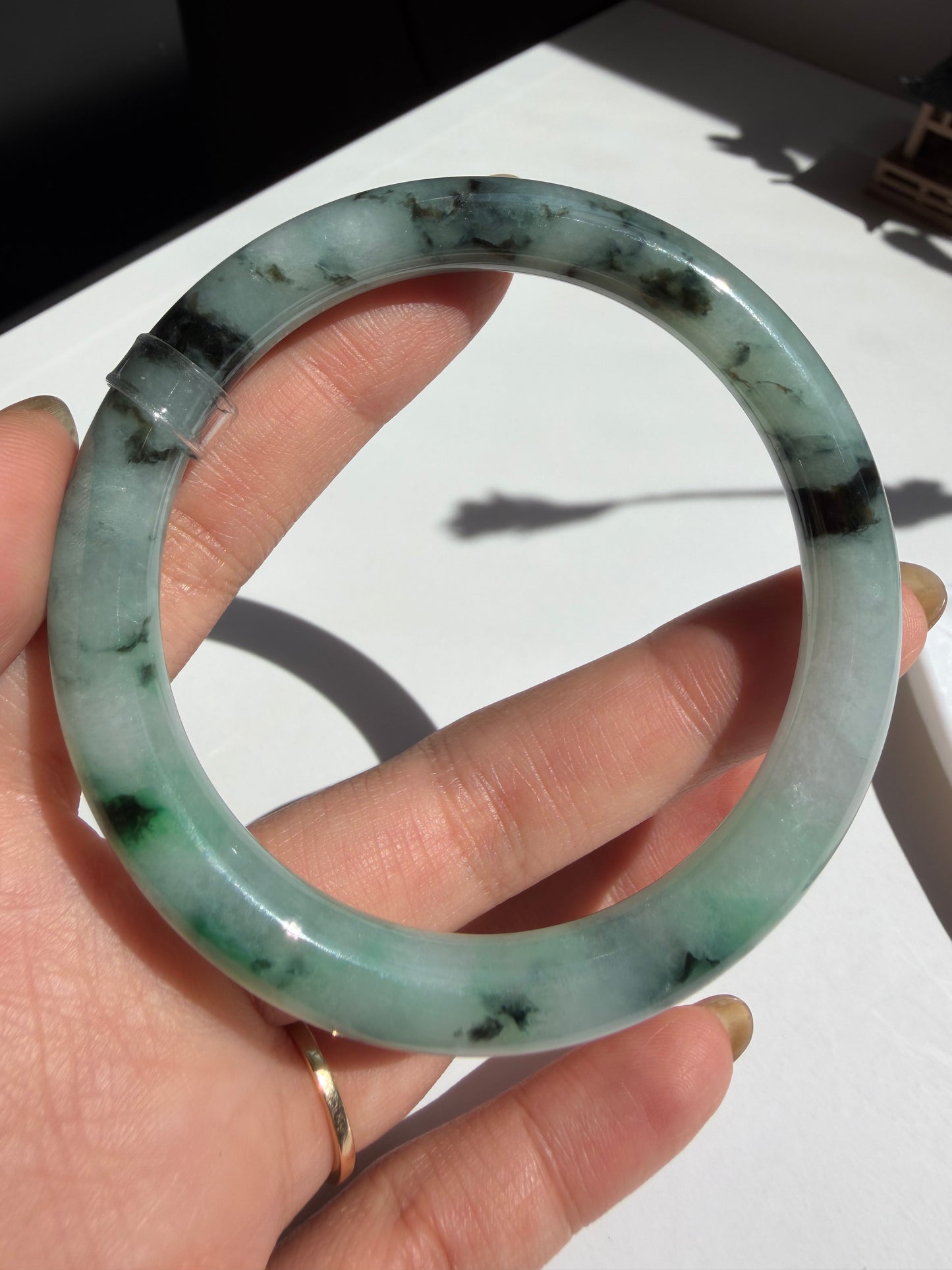 Serinity Ink Wash Certified Natural Type A Fei Cui (Myanmar Jadeite) Jade Bangle