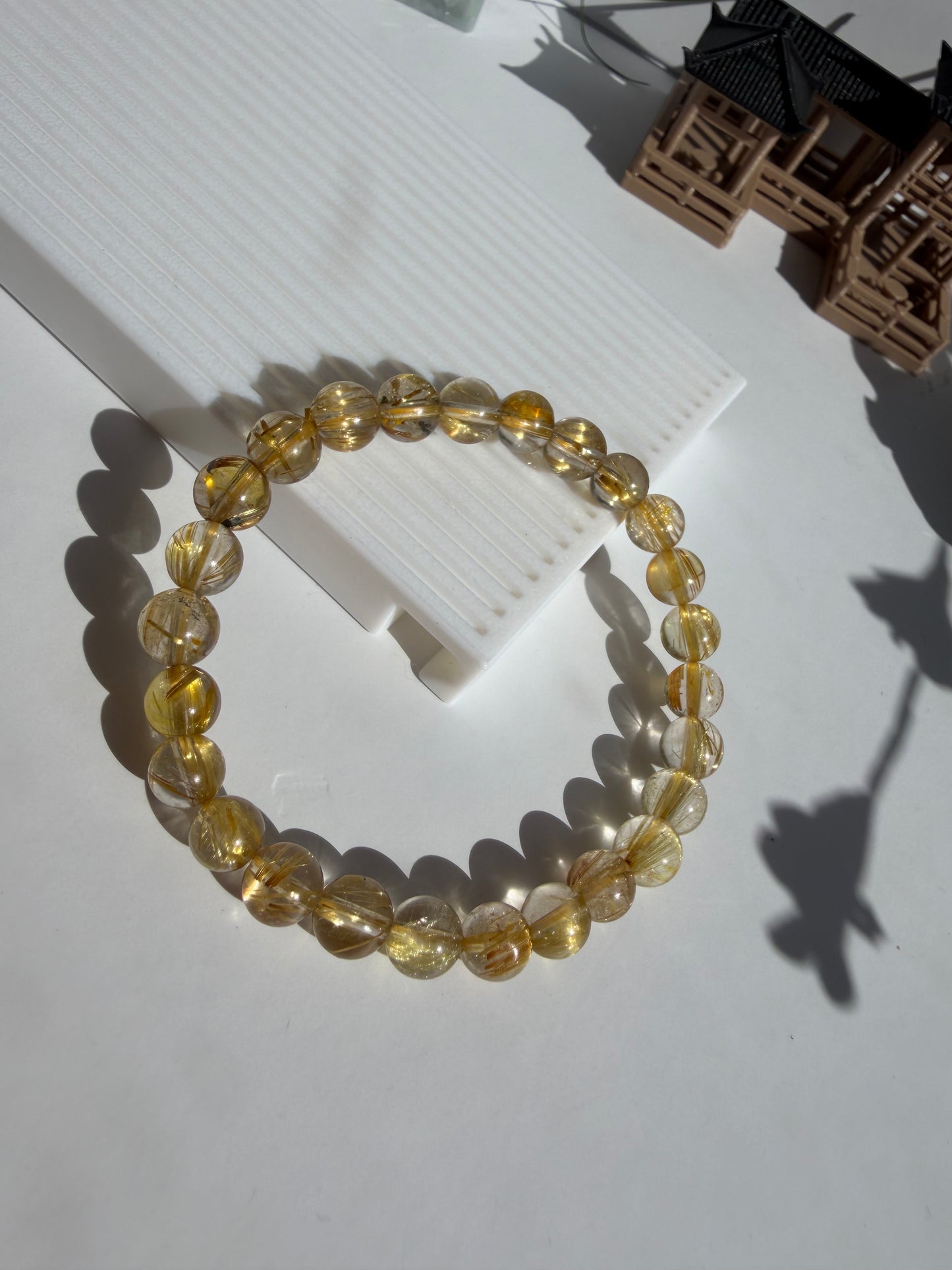 Gold Rutilated Quartz - Chuỗi Thạch Anh Tóc Vàng (8mm)