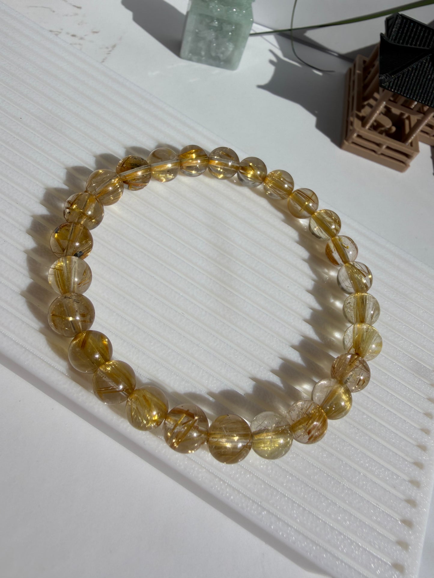 Gold Rutilated Quartz - Chuỗi Thạch Anh Tóc Vàng (8mm)