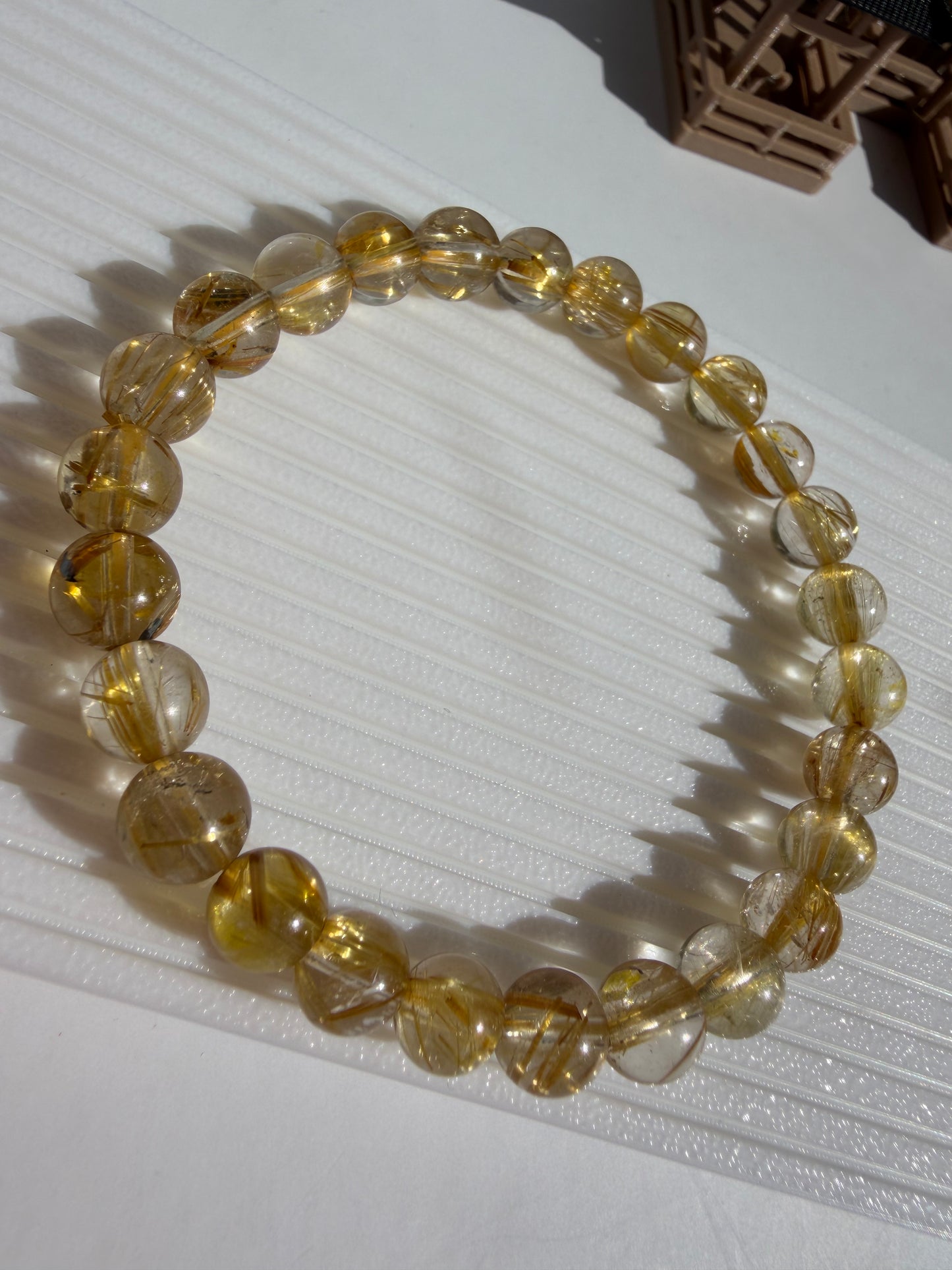 Gold Rutilated Quartz - Chuỗi Thạch Anh Tóc Vàng (8mm)